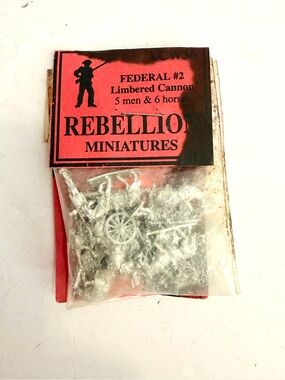 NOS Vintage GHQ Rebellion Miniatures Limbered Cannon Set Union Pewter ACW36